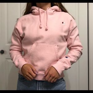 Pastel Pink Cropped Champion Hoodie